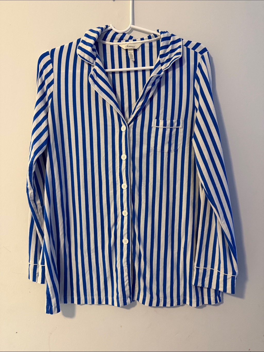 Soma Blue & White Striped Women's Pajama Top